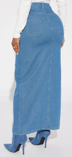 HIGH SLITS DENIM SKIRT