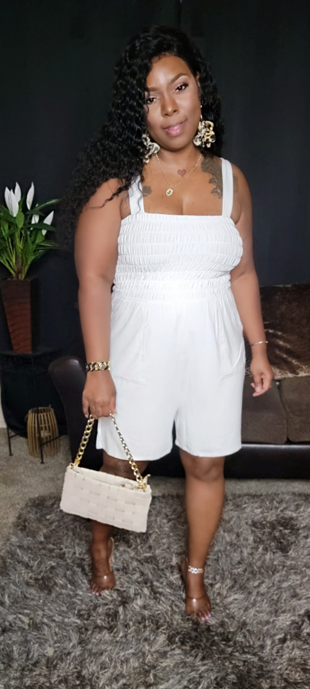 Shy Girl Romper (PLUS) WHITE
