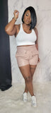 Vegan Leather Shorts (Blush)